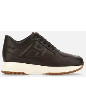 Hogan Sophisticated Calfskin Interactive Shoes - Brown