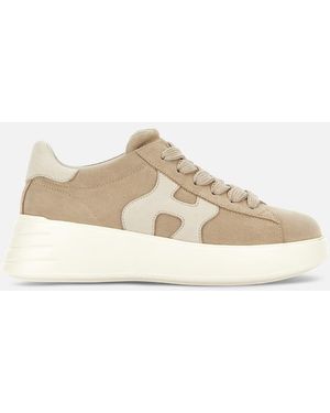 Hogan Cream Rebel H562 Lace-Up Trainers - Natural