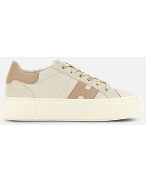 Hogan Ivory Taupe H705 Allacciato H Leather Lace-Up - Natural