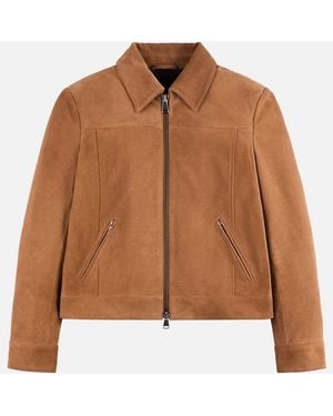 Hogan Blouson En Cuir Velours - Marron