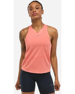 Hoka One One Race Day Top für Damen in Grapefruit Größe S | Kurzarmshirts - Rot
