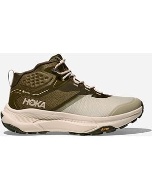 Hoka One One Transport Hike GORE-TEX Schuhe für Herren in Spruce Green/Oyster Mushroom Größe 42 | Wandern - Braun