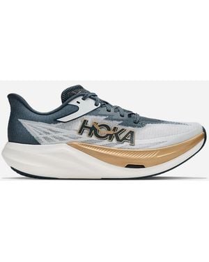 Hoka One One Rocket X 3 Schuhe in Frost/Faded Navy Größe 44 2/3 | Wettkampf - Blau