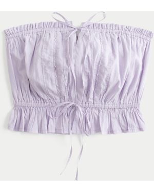 Hollister Lässiges, kurzes, trägerloses Schlauchoberteil mit Spitzeneinsatz - Lila