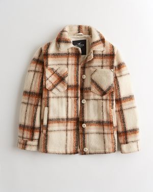 Hollister Cosy Brushed Shirt Jacket - Brown