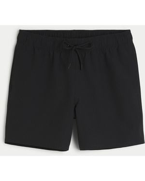 Hollister Seersucker Guard Swim Trunks 5" - Black