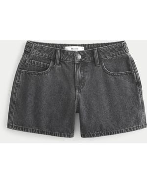 Hollister Hollister Andi Adjustable Waist Low-rise Black Baggy Denim Shorts - Grey