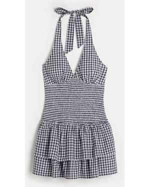 Hollister Double-tier Smocked Halter Skort Dress - Blue