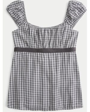 Hollister Easy Satin Tie Babydoll Top - Grey