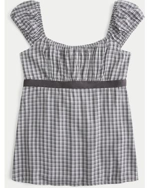 Hollister Easy Satin Tie Babydoll Top - Grey