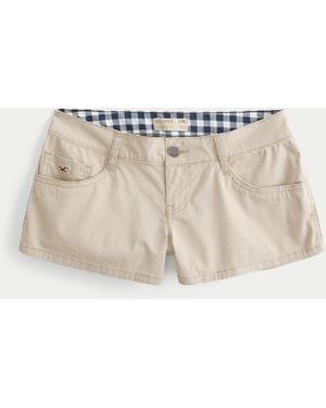Hollister Ultra Low-rise Khaki Twill Mini Shorts - Natural
