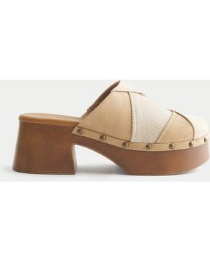 Hollister Patchwork Platform Clogs - Natural