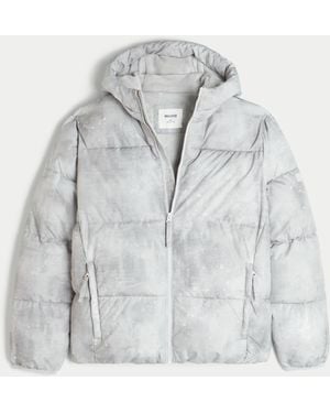 Hollister Faux Fur-lined Hooded Puffer Jacket - Grey