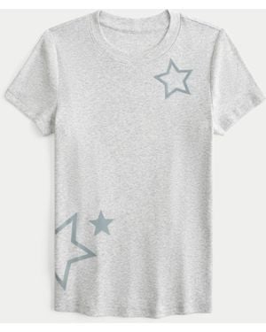Hollister Star Graphic Baby Tee - White