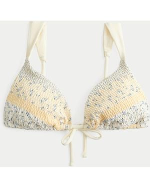 Hollister Smocked Over-the-shoulder Triangle Bikini Top - White