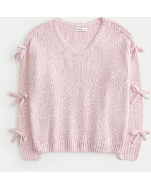 Hollister Off-the-shoulder Bow Applique Jumper - Pink