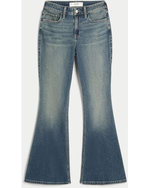 Hollister Curvy High-rise Medium Wash Flare Jeans - Blue