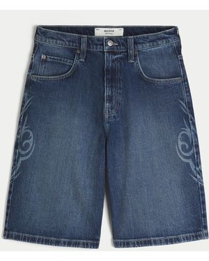 Hollister Scorpion Graphic Baggy Jean Shorts - Blue