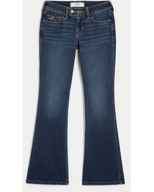 Hollister Low-rise Dark Wash Tab Waist Bootcut Jeans - Blue