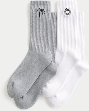 Hollister Beach Graphic Crew Socks 2-pack - White