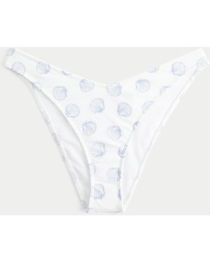 Hollister Bestickte Cheeky-Bikinihose mit hohen Beinausschnitten - Weiß