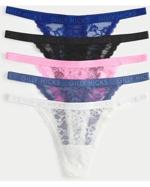 Hollister Gilly Hicks Lace Thong Underwear 5-pack - Blue