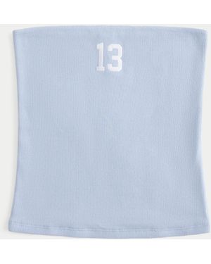Hollister Ribbed Strapless Graphic Tube Top - Blue