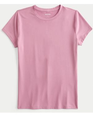 Hollister Seamless Fabric Crew Baby Tee - Pink