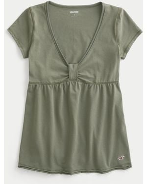 Hollister Easy Short-sleeve Babydoll Top - Green