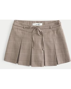 Hollister Mid-rise Pleated Mini Skort - Brown