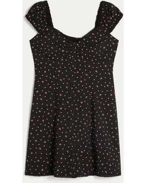 Hollister Cap Sleeve Button Shirt Dress - Black