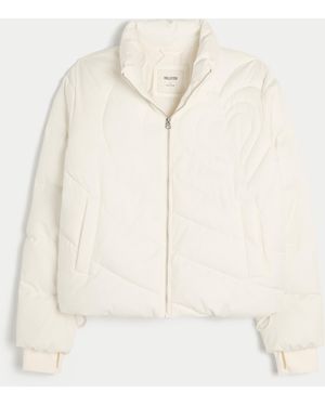Hollister Zip-up Pattern Puffer Jacket - Natural