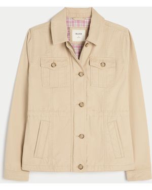 Hollister Twill Y2k Military Jacket - Natural