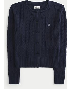 Hollister Easy Anchor Icon Crew Cardigan - Blue