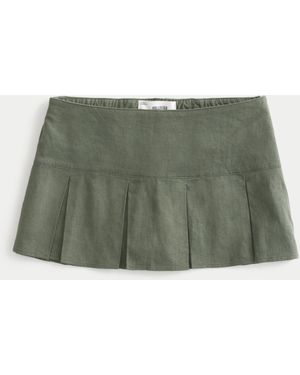 Hollister Pleated Linen-blend Skort - Green