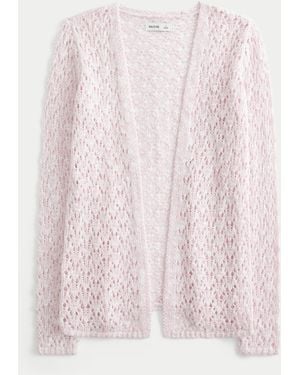 Hollister Open-stitch No-close Cardigan - Pink