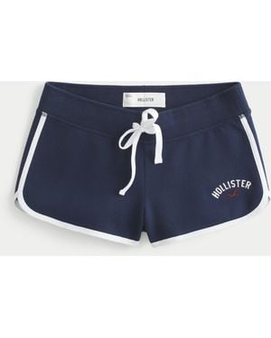 Hollister Ultra Low-rise Logo Graphic Fleece Shortie Shorts - Blue