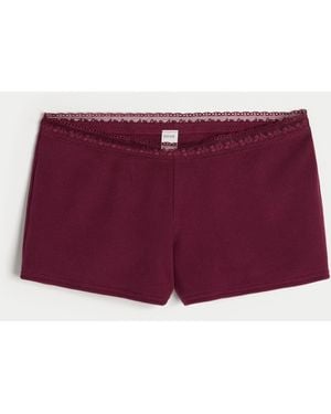 Hollister Gilly Hicks Shorty-Shorts mit Waffelmuster und Spitze - Lila