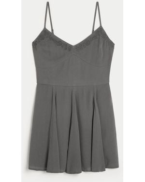 Hollister Embroidered Mini Dress - Grey
