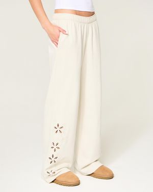 Hollister Hollister Feel Good Jogginghose mit floralem Cut-out und weitem Bein - Natur