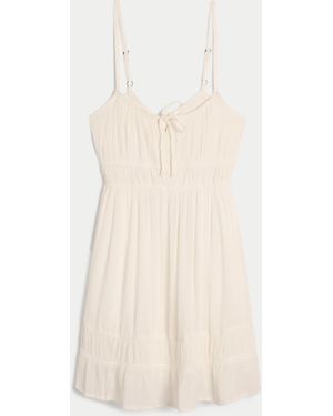 Hollister Tie Back Mini Skort Dress - Natural