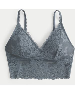 Hollister Lace Longline Triangle Bralette - Blue