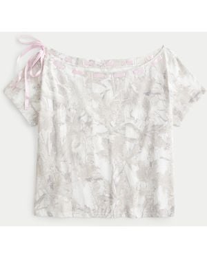 Hollister Easy Off-the-shoulder Tie Camo T-shirt - White