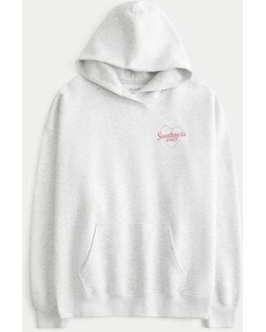 Hollister Oversized Sweethearts Only Graphic Hoodie - White