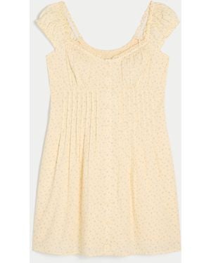 Hollister Cap Sleeve Button Front Mini Dress - Natural