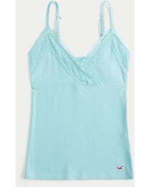 Hollister Wrap Lace Trim Layering Cami - Blue