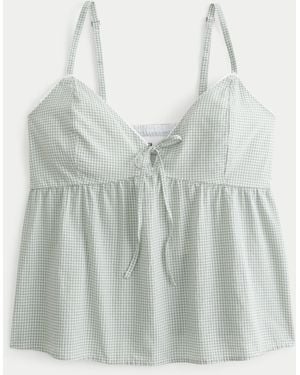 Hollister Easy Passementerie Trim Babydoll Top - Grey