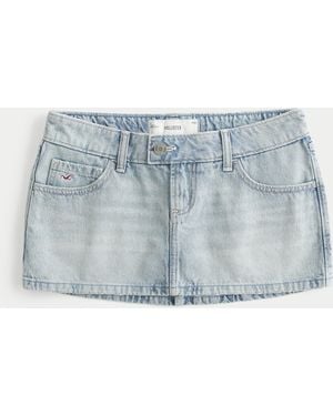 Hollister Ultra Low-rise Denim Icon Micro Mini Skort - Blue