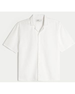 Hollister Boxy Short-sleeve Linen-blend Shirt - White