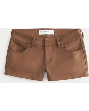 Hollister Low-rise Faux Suede Shortie Shorts - Brown